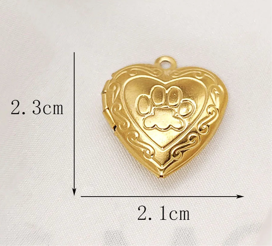 Photo necklace - corazón oro con huella perro (1-2 fotos)