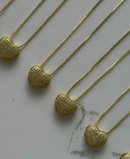 Collar de corazón oro con zirconia