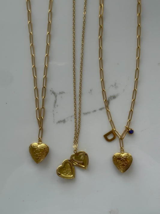 Photo necklace - corazón oro con huella perro (1-2 fotos)