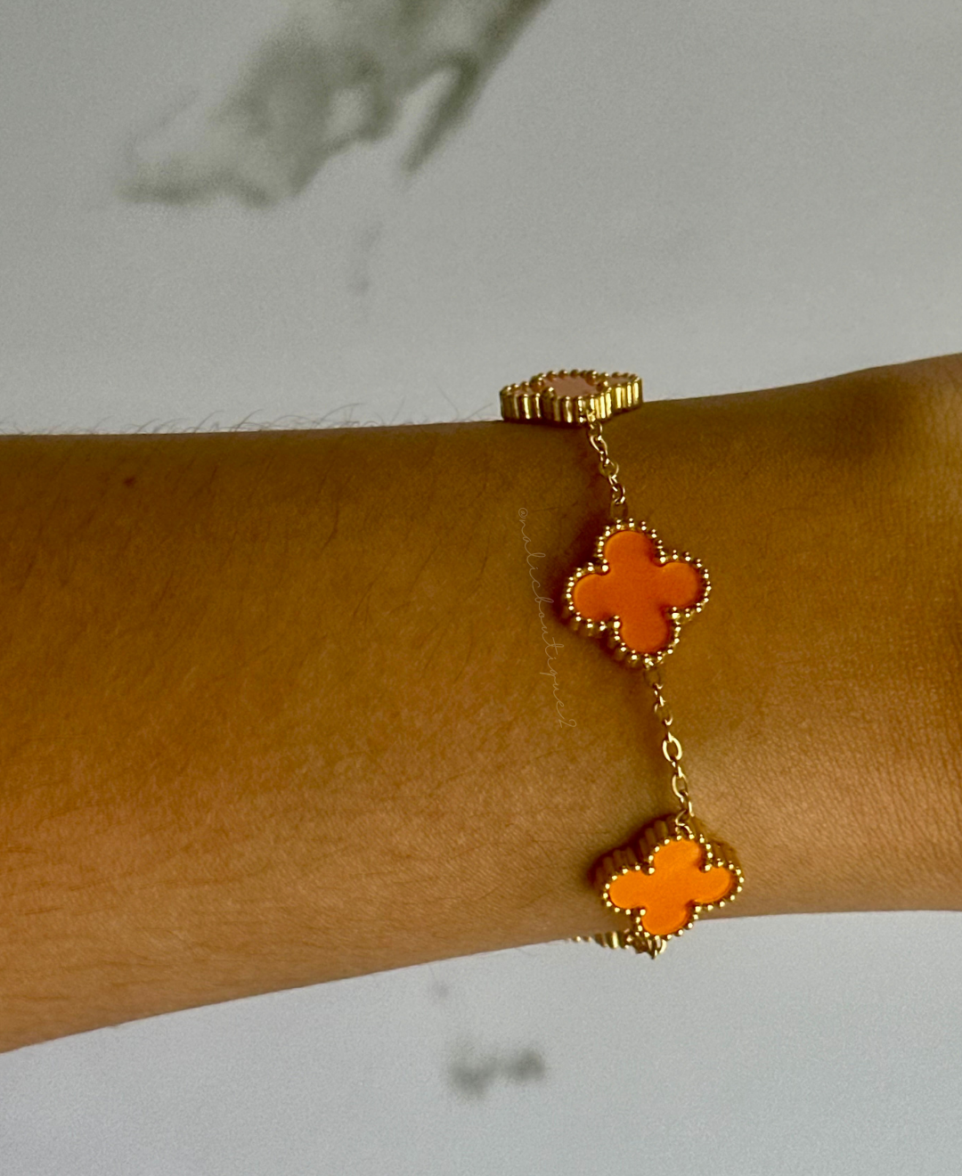 Pulsera trébol naranja y oro Stainless Steel