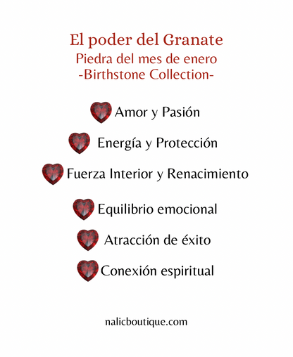 Set 3 piezas piedra mes enero (Granate) Stainless Steel